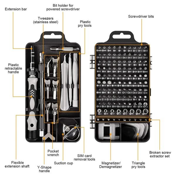 Juego de destornilladores magnéticos Torx Phillips, kit de puntas WOZOBUY con destornillador eléctrico, llave de extracción, herramientas de reparación para teléfono y PC - Image 2