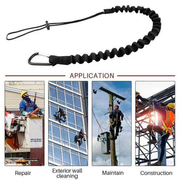 Cinturón elástico de seguridad profesional para gran altitud, mosquetón, protector de cuerda anticaídas para trabajos aéreos - Image 3