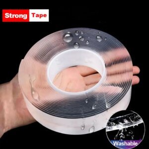 Cinta adhesiva de doble cara superfuerte, transparente, reutilizable, resistente al agua, resistente al calor, para decoración del hogar y el baño.