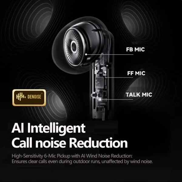 Auriculares inalámbricos Lenovo LP49 Bluetooth 5.4 con cancelación de ruido, para juegos, llamadas HD, deportivos, impermeables y con micrófono. - Image 4