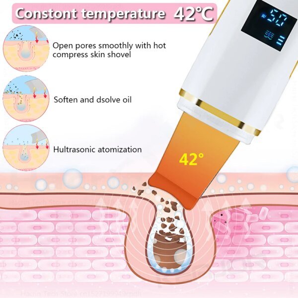 Limpiador ultrasónico de piel, removedor de puntos negros, exfoliante ultrasónico, pala facial, lifting facial, elimina poros, acné, limpieza profunda - Image 4