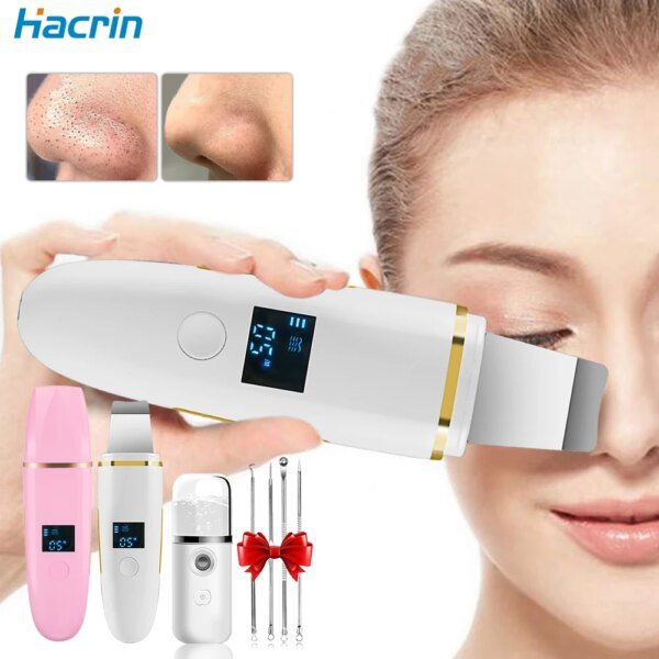 Limpiador ultrasónico de piel, removedor de puntos negros, exfoliante ultrasónico, pala facial, lifting facial, elimina poros, acné, limpieza profunda