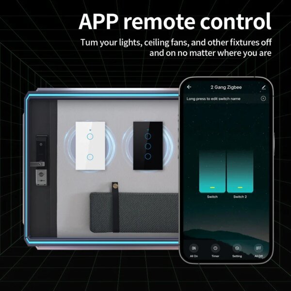 Interruptor de pared inteligente TNCE Tuya US WiFi/Zigbee, 1/2/3/4 entradas, sensor táctil inteligente, compatible con Alexa y Google Home. - Image 5