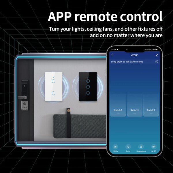 Interruptor de pared inteligente TNCE Tuya US WiFi/Zigbee, 1/2/3/4 entradas, sensor táctil inteligente, compatible con Alexa y Google Home. - Image 3