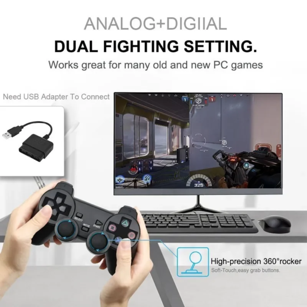 Gamepad inalámbrico para Sony PS2, controlador para Playstation 2, joystick de consola 2.4G, doble vibración, joystick USB para PC. - Image 6