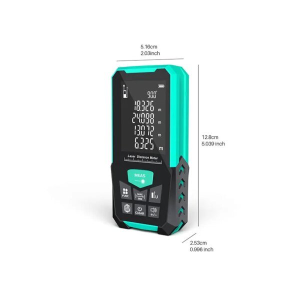 Green Laser Rangefinder, Multiple Measurement Modes, M/FT/IN Unit Switching, Battery Free, 5 Range Options - Image 4
