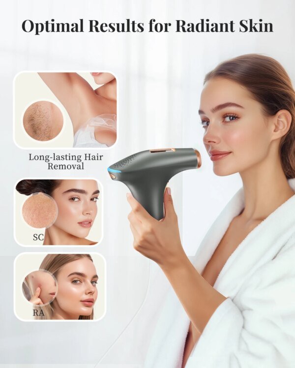 Depiladora láser profesional IPL, depiladora permanente indolora con HR/SC/RA, 9 niveles de energía, recortadora de vello corporal ligera - Image 4