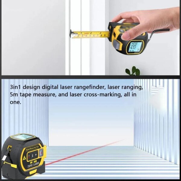 Laser Tape Measure 3 In 1 Digital Tape Measure High Precision Laser Rangefinder Steel Tape Measure High Elasticity - Image 6