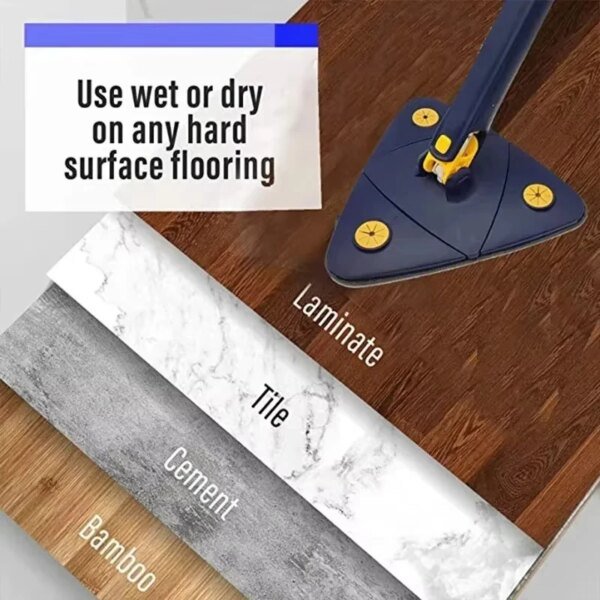 Rotatable Telescopic Triangle Mop 360° Spin Cleaning Mop Squeeze Wet And Dry Use Water Absorption For Home Floor Ceiling - Image 4