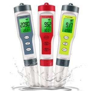 Medidor de pH impermeable, medidor de pH/TDS/EC/temperatura, monitor digital de calidad del agua con retroiluminación para piscinas, agua potable y acuarios.