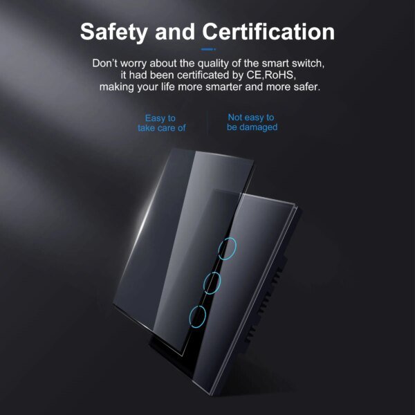 Interruptor táctil inteligente Wifi GIRIER, sin necesidad de cable neutro, interruptor de luz inteligente para casa de 1/2/3 entradas, 100-240 V, compatible con Alexa y Google Home. - Image 4