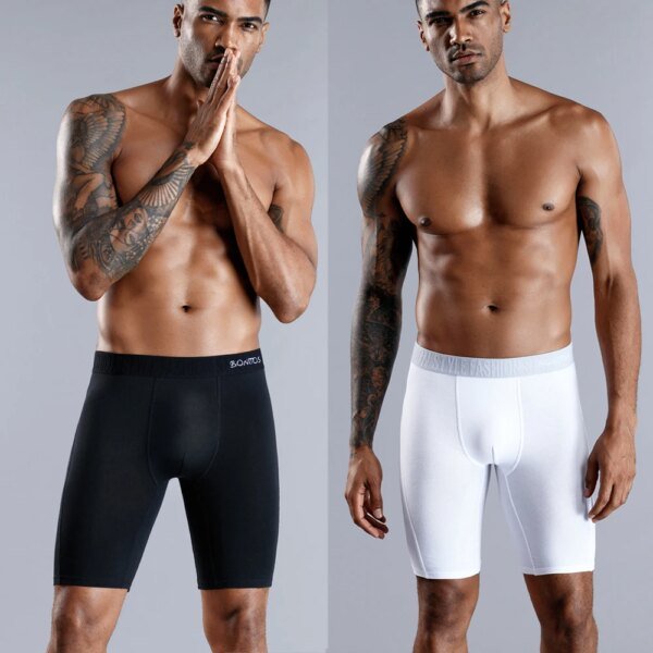 4 bóxers largos para hombre, ropa interior de talla grande, bragas para hombre, calzoncillos sexis de pierna larga de algodón, bóxers para hombre, moda masculina. - Image 4
