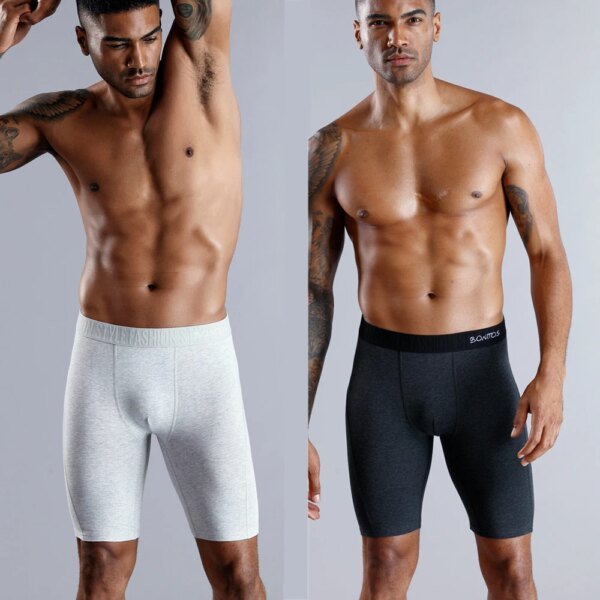 4 bóxers largos para hombre, ropa interior de talla grande, bragas para hombre, calzoncillos sexis de pierna larga de algodón, bóxers para hombre, moda masculina. - Image 3