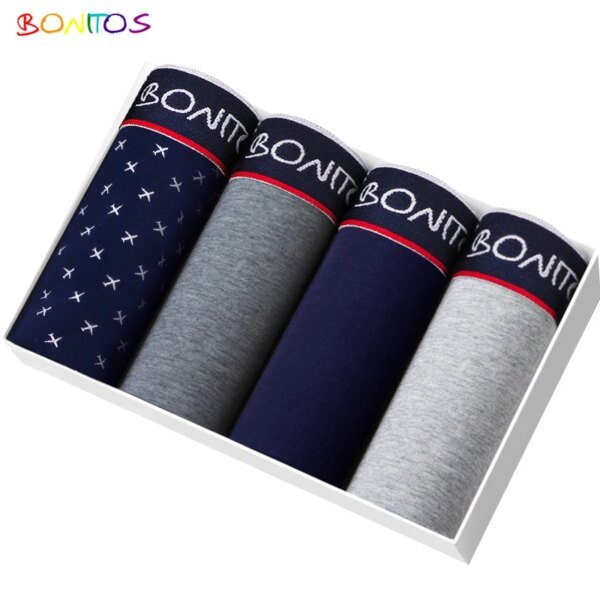 4 calzoncillos tipo bóxer para hombre, ropa interior de algodón, sexy, para parejas, lote de calzoncillos suaves.