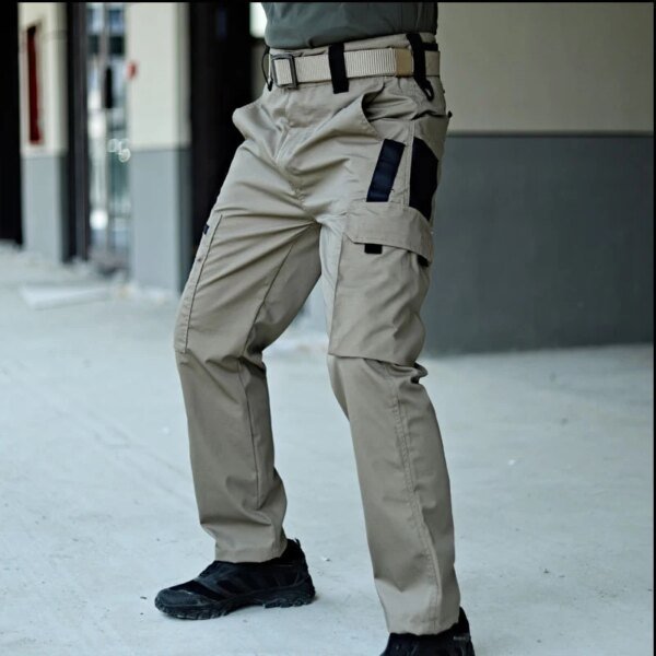 Pantalones de trabajo tácticos para hombre, pantalones cargo para exteriores, multibolsillos, impermeables, para otoño y primavera, ropa de trabajo al aire libre, pantalones de senderismo - Image 5
