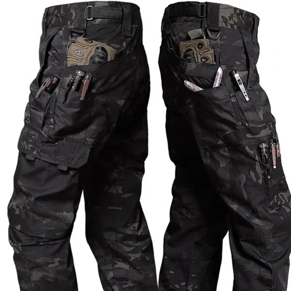 Pantalones de trabajo tácticos para hombre, pantalones cargo para exteriores, multibolsillos, impermeables, para otoño y primavera, ropa de trabajo al aire libre, pantalones de senderismo - Image 4