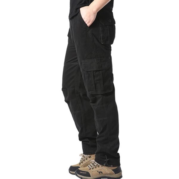 Pantalones holgados de bolsillo grande para hombre, para deportes al aire libre, jogging, tácticos, con cintura elástica, de algodón puro, informales, para trabajo - Image 2