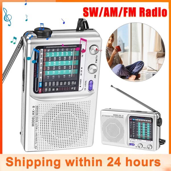 Radio portátil con altavoz incorporado, radio estéreo, antena telescópica SW AM FM, mini radio portátil, dispositivo de altavoz de emergencia para exteriores - Image 2