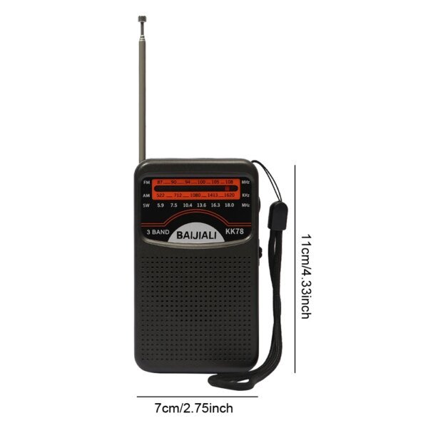 Radio portátil con altavoz incorporado, radio estéreo, antena telescópica SW AM FM, mini radio portátil, dispositivo de altavoz de emergencia para exteriores - Image 6