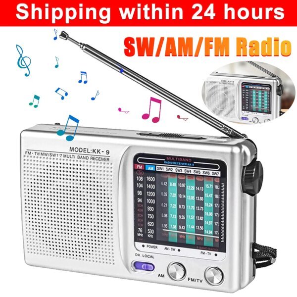 Radio portátil con altavoz incorporado, radio estéreo, antena telescópica SW AM FM, mini radio portátil, dispositivo de altavoz de emergencia para exteriores