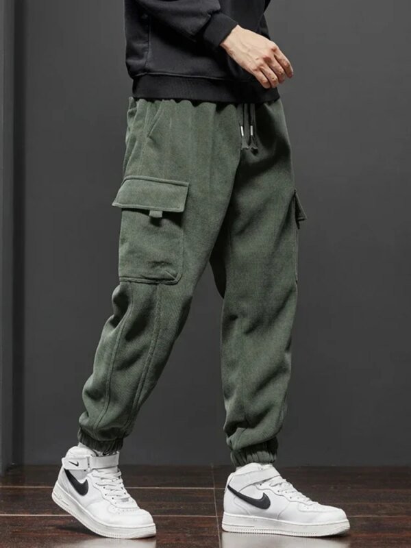 Pantalones casuales de cintura elástica de nuevo estilo para primavera y otoño para hombre, pantalones largos deportivos elásticos rectos con cordón ajustable para correr y harén para hombre - Image 2