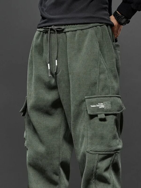 Pantalones casuales de cintura elástica de nuevo estilo para primavera y otoño para hombre, pantalones largos deportivos elásticos rectos con cordón ajustable para correr y harén para hombre - Image 3