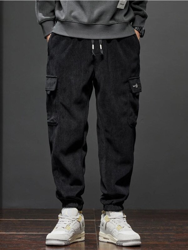 Pantalones casuales de cintura elástica de nuevo estilo para primavera y otoño para hombre, pantalones largos deportivos elásticos rectos con cordón ajustable para correr y harén para hombre - Image 4