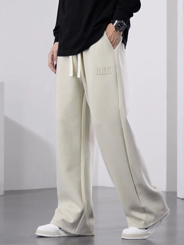 Pantalones deportivos rectos de algodón para hombre, de pierna ancha, con cordón y letras, holgados, informales, largos, talla grande 8XL - Image 5