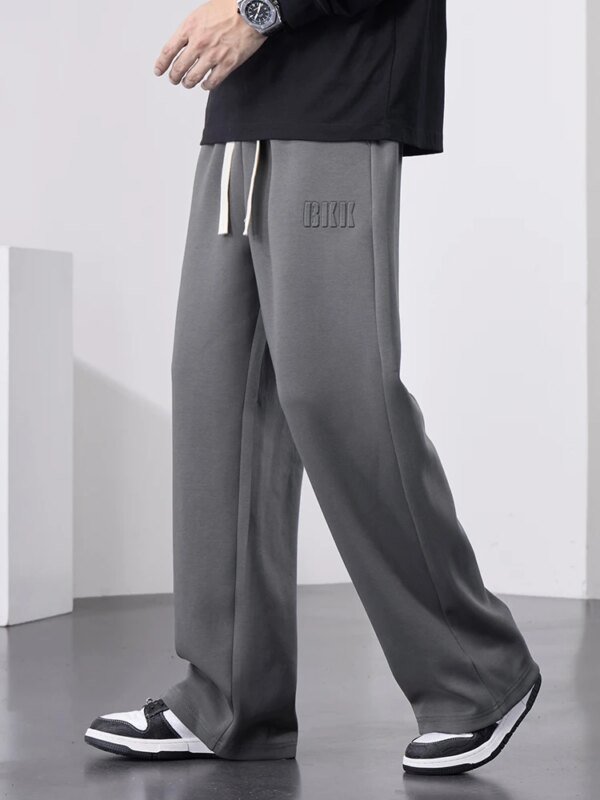 Pantalones deportivos rectos de algodón para hombre, de pierna ancha, con cordón y letras, holgados, informales, largos, talla grande 8XL - Image 3