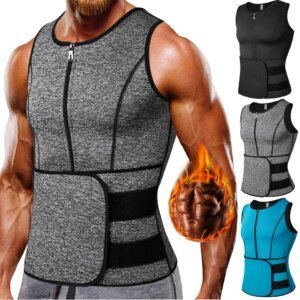 Chaleco moldeador de neopreno para hombre, moldeador de cintura ajustable con doble cremallera para traje de sauna.