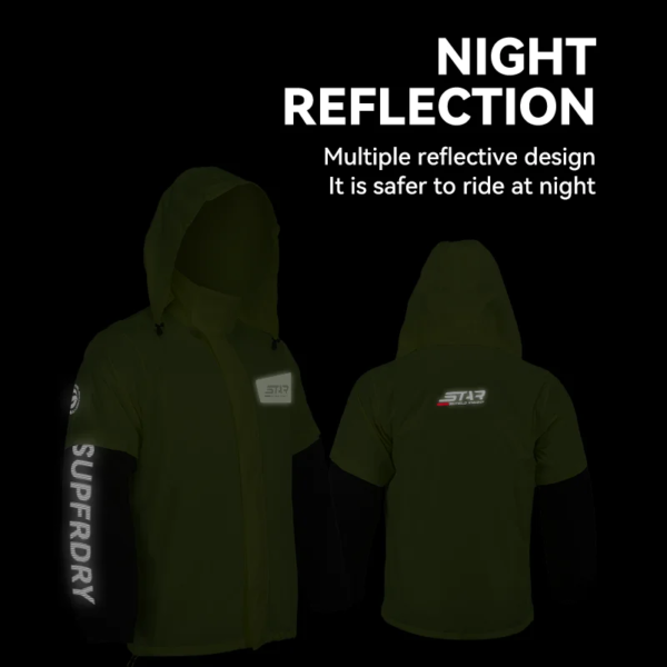 Conjunto de impermeable para motocicleta Star Field Knight, pantalones impermeables reflectantes finos para hombre y mujer. - Image 4