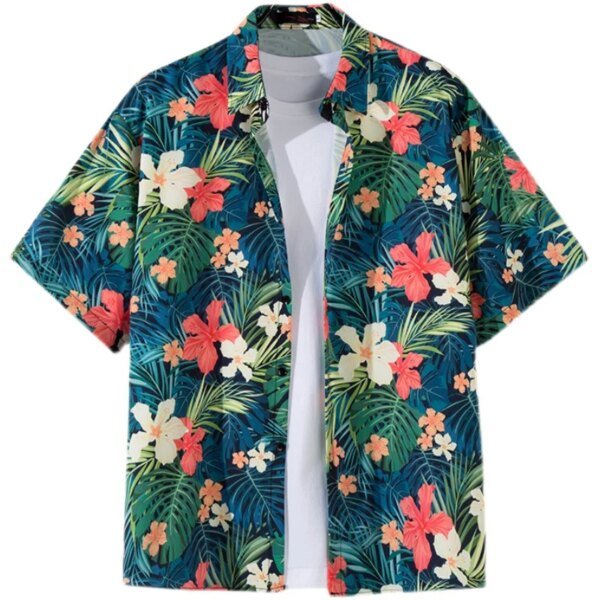 Camisa hawaiana de moda urbana de verano para hombre, para uso diario, con estampado de dibujos animados, informal, holgada, de manga corta, para playa