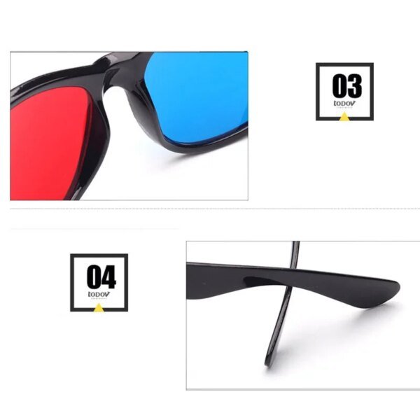 1x Black Frame Red Blue Universal 3D Glasses for Dimensional Anaglyph Movie Game DVD Black 3D Glasses - Image 4