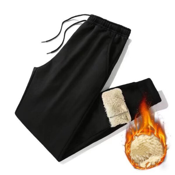 Pantalones deportivos de invierno para hombre, de felpa gruesa, informales, cálidos, de talla grande, de cintura media, a la moda, color negro, 1 unidad - Image 5