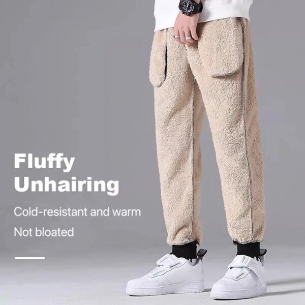Pantalones deportivos de invierno para hombre, de felpa gruesa, informales, cálidos, de talla grande, de cintura media, a la moda, color negro, 1 unidad - Image 6