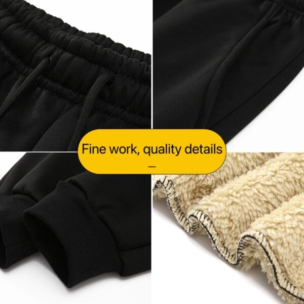Pantalones deportivos de invierno para hombre, de felpa gruesa, informales, cálidos, de talla grande, de cintura media, a la moda, color negro, 1 unidad - Image 4