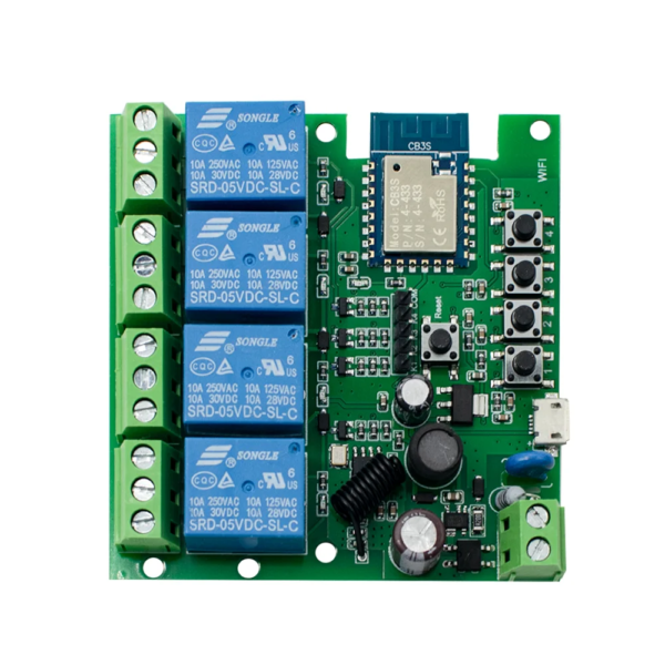 Módulo de interruptor inalámbrico inteligente Tuya de 4 canales, 7-32 V, 85-250 V, 220 V, 110 V, 2200 W, RF433, 10 A, receptor para Alexa - Image 5