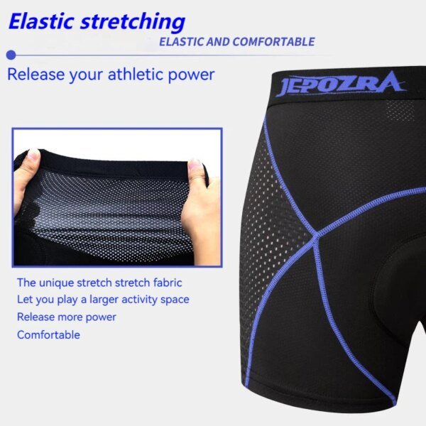 Pantalones cortos de ciclismo JEPOZRA de malla transpirable para hombre, con almohadilla de gel 5D y resistentes a los golpes. - Image 4