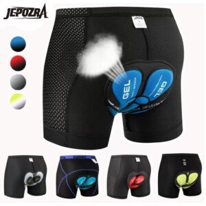 Pantalones cortos de ciclismo JEPOZRA de malla transpirable para hombre, con almohadilla de gel 5D y resistentes a los golpes.