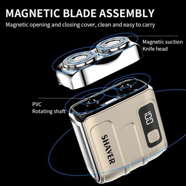 Afeitadora eléctrica de viaje para hombres con cabezal magnético flotante doble, navaja portátil para barba, mini afeitadora eléctrica rotativa recargable. - Image 4