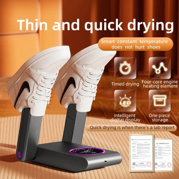 Secador de zapatos inteligente ultrafino con temporizador ajustable, secado rápido, desodorización, esterilización y calentador de zapatos. - Image 4