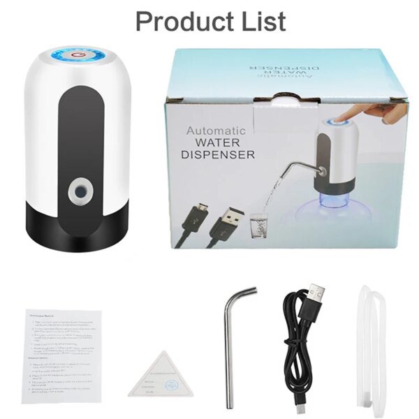 Bomba de agua potable automática portátil con interruptor y carga USB. Mini dispensador de agua eléctrico para botella universal de 5 galones. - Image 6