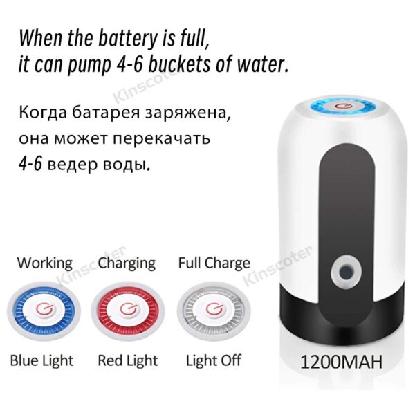 Bomba de agua potable automática portátil con interruptor y carga USB. Mini dispensador de agua eléctrico para botella universal de 5 galones. - Image 4