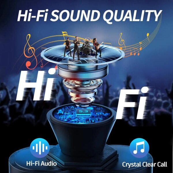 Auriculares inalámbricos Bluetooth 5.3, 60 horas de reproducción, pantalla LED, micrófono, cancelación de ruido, sonido estéreo. - Image 5