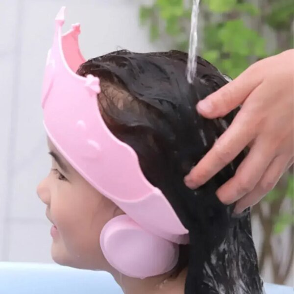 Gorro de ducha ajustable para lavar el cabello, gorro suave para ducha, gorro de baño con champú seguro para niños