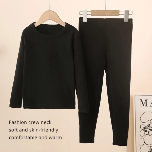 Conjunto de ropa interior térmica para niños de 2 piezas, ropa de otoño para niños y pantalones, suéter acolchado de algodón, ropa informal para niñas, Joker, para el hogar