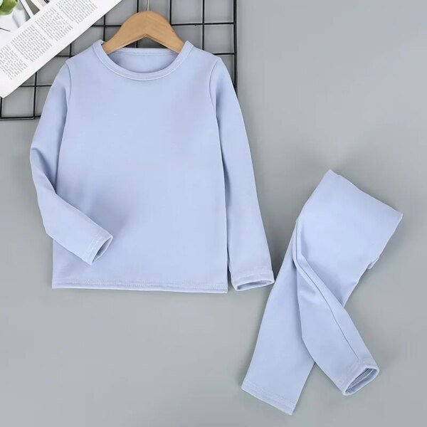 Conjunto de ropa interior térmica para niños de 2 piezas, ropa de otoño para niños y pantalones, suéter acolchado de algodón, ropa informal para niñas, Joker, para el hogar - Image 3