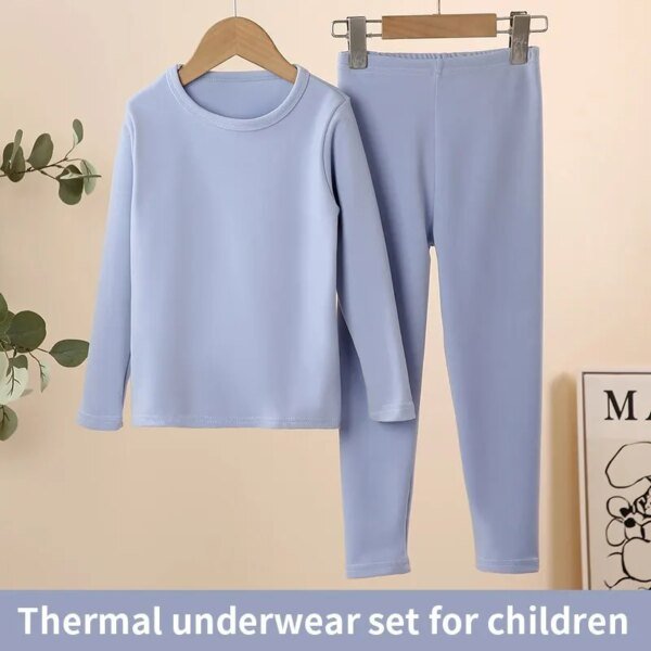 Conjunto de ropa interior térmica para niños de 2 piezas, ropa de otoño para niños y pantalones, suéter acolchado de algodón, ropa informal para niñas, Joker, para el hogar - Image 2