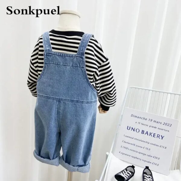 Pantalones de peto para niños, pantalones de otoño para niños, pantalones vaqueros nuevos para bebés, pantalones vaqueros de primavera y otoño para niñas. - Image 4