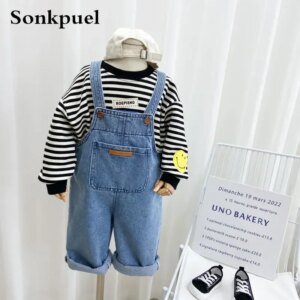 Pantalones de peto para niños, pantalones de otoño para niños, pantalones vaqueros nuevos para bebés, pantalones vaqueros de primavera y otoño para niñas.